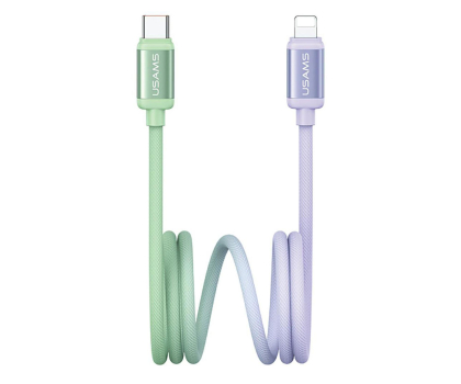 Kabel USAMS Kabel 30W USB-C/Lightning 1,2m zielono fioletowy